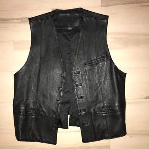 Vintage Leather Vest, 100% leather, Unisex
